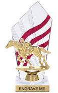 8 inch Clear with Red Stripes Diamond Backdrop Trophy