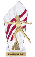 8 inch Clear with Red Stripes Diamond Backdrop Trophy
