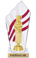 8 inch Clear with Red Stripes Diamond Backdrop Trophy