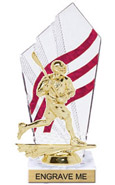 8 inch Clear with Red Stripes Diamond Backdrop Trophy