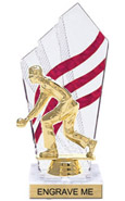 8 inch Clear with Red Stripes Diamond Backdrop Trophy