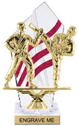 8 inch Clear with Red Stripes Diamond Backdrop Trophy