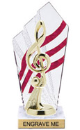 8 inch Clear with Red Stripes Diamond Backdrop Trophy