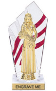 8 inch Clear with Red Stripes Diamond Backdrop Trophy