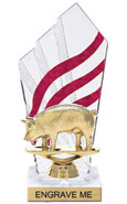 8 inch Clear with Red Stripes Diamond Backdrop Trophy