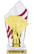 8 inch Clear with Red Stripes Diamond Backdrop Trophy