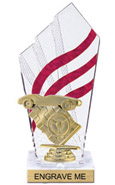 8 inch Clear with Red Stripes Diamond Backdrop Trophy