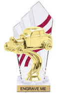 8 inch Clear with Red Stripes Diamond Backdrop Trophy