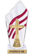 8 inch Clear with Red Stripes Diamond Backdrop Trophy