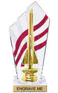 8 inch Clear with Red Stripes Diamond Backdrop Trophy