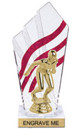 8 inch Clear with Red Stripes Diamond Backdrop Trophy
