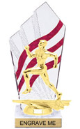 8 inch Clear with Red Stripes Diamond Backdrop Trophy