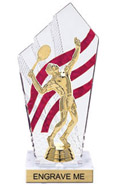 8 inch Clear with Red Stripes Diamond Backdrop Trophy