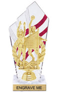 8 inch Clear with Red Stripes Diamond Backdrop Trophy