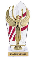 8 inch Clear with Red Stripes Diamond Backdrop Trophy