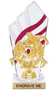 8 inch Clear with Red Stripes Diamond Backdrop Trophy