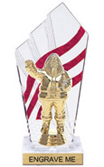 8 inch Clear with Red Stripes Diamond Backdrop Trophy