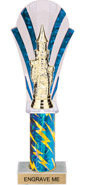 11 inch Clear with Blue Stripes Rounded Backdrop Trophy