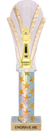 13 inch Clear with Gold Stripes Rounded Backdrop Trophy