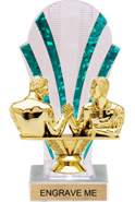 Clear with Green Stripes Rounded Backdrop Trophy [8 inch]