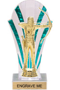 Clear with Green Stripes Rounded Backdrop Trophy [8 inch]