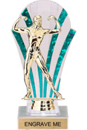 Clear with Green Stripes Rounded Backdrop Trophy [8 inch]