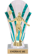 Clear with Green Stripes Rounded Backdrop Trophy [8 inch]