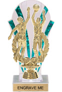 Clear with Green Stripes Rounded Backdrop Trophy [8 inch]
