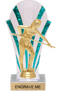 Clear with Green Stripes Rounded Backdrop Trophy [8 inch]