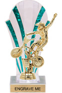 Clear with Green Stripes Rounded Backdrop Trophy [8 inch]