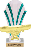 Clear with Green Stripes Rounded Backdrop Trophy [8 inch]