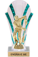 Clear with Green Stripes Rounded Backdrop Trophy [8 inch]