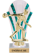 Clear with Green Stripes Rounded Backdrop Trophy [8 inch]