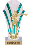Clear with Green Stripes Rounded Backdrop Trophy [8 inch]