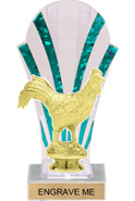Clear with Green Stripes Rounded Backdrop Trophy [8 inch]