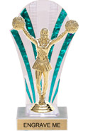 Clear with Green Stripes Rounded Backdrop Trophy [8 inch]