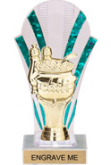 Clear with Green Stripes Rounded Backdrop Trophy [8 inch]