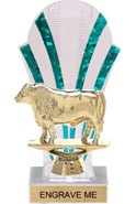 Clear with Green Stripes Rounded Backdrop Trophy [8 inch]