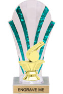 Clear with Green Stripes Rounded Backdrop Trophy [8 inch]