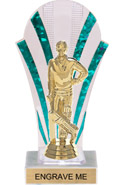 Clear with Green Stripes Rounded Backdrop Trophy [8 inch]