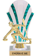 Clear with Green Stripes Rounded Backdrop Trophy [8 inch]