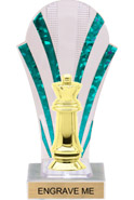 8 inch Clear with Green Stripes Rounded Backdrop Trophy