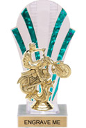 Clear with Green Stripes Rounded Backdrop Trophy [8 inch]