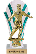 Clear with Green Stripes Rounded Backdrop Trophy [8 inch]