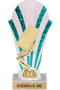 Clear with Green Stripes Rounded Backdrop Trophy [8 inch]