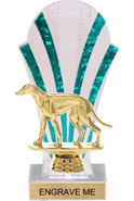 Clear with Green Stripes Rounded Backdrop Trophy [8 inch]