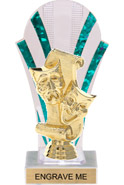Clear with Green Stripes Rounded Backdrop Trophy [8 inch]