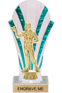 Clear with Green Stripes Rounded Backdrop Trophy [8 inch]