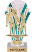Clear with Green Stripes Rounded Backdrop Trophy [8 inch]