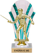 Clear with Green Stripes Rounded Backdrop Trophy [8 inch]